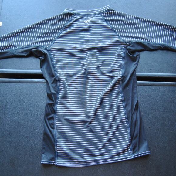 O'Neill Performance Fit Medium Black w/ White Stripes Long Sleeve Swim Shirt - Picture 4 of 6